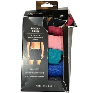 NWT AMERICAN EAGLE 5-Pack Boxer Briefs 6" Inseam Sz XS Blue Red Jersey